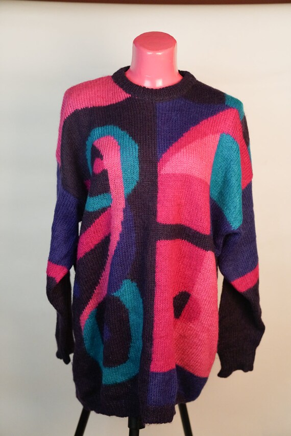 Pullover: Colorful Wool Long Oversize Pullover