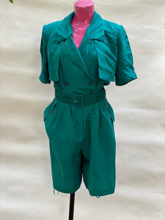 Jumpsuit: green vintage jumpsuit