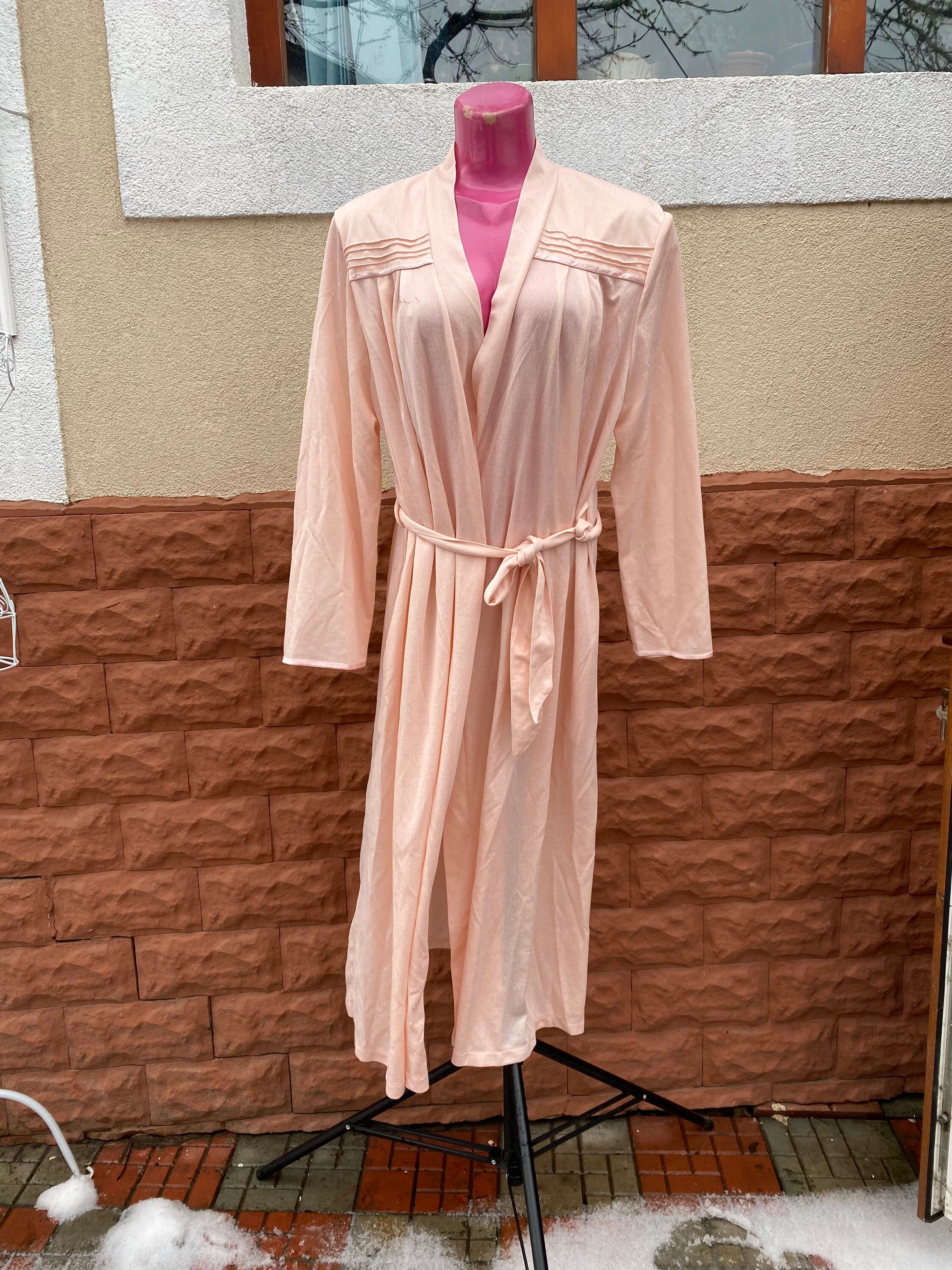 Robe Thin vintage pink italian Bathrobe size L Etsy