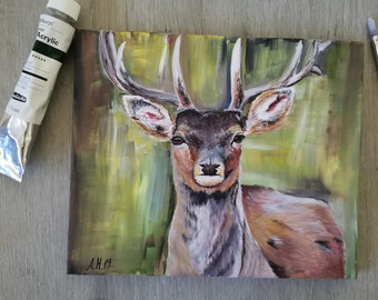 Stag - Original Acylic Painting on Canvas 25x30cm