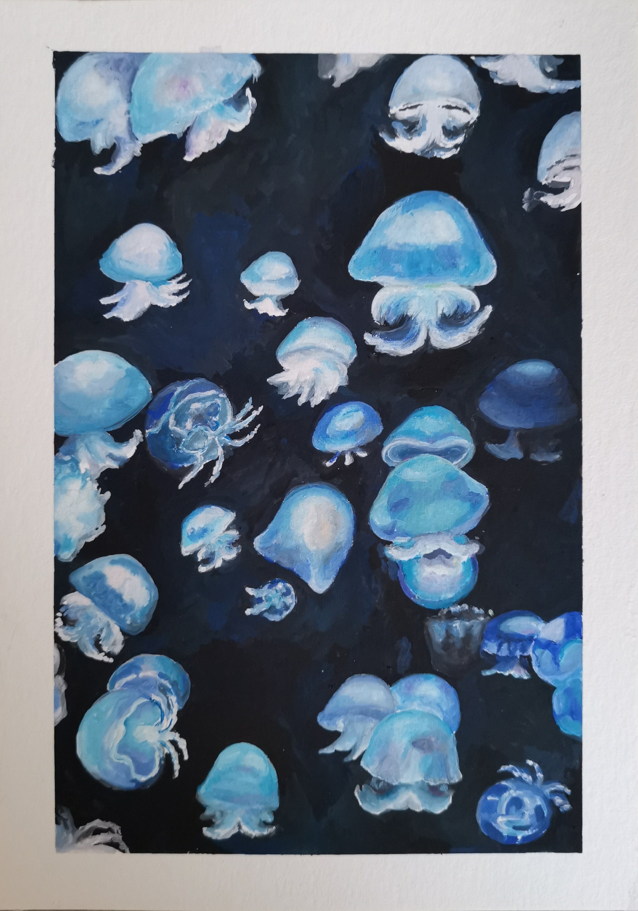 Jellyfish Gouache Painting Print A4 Etsy