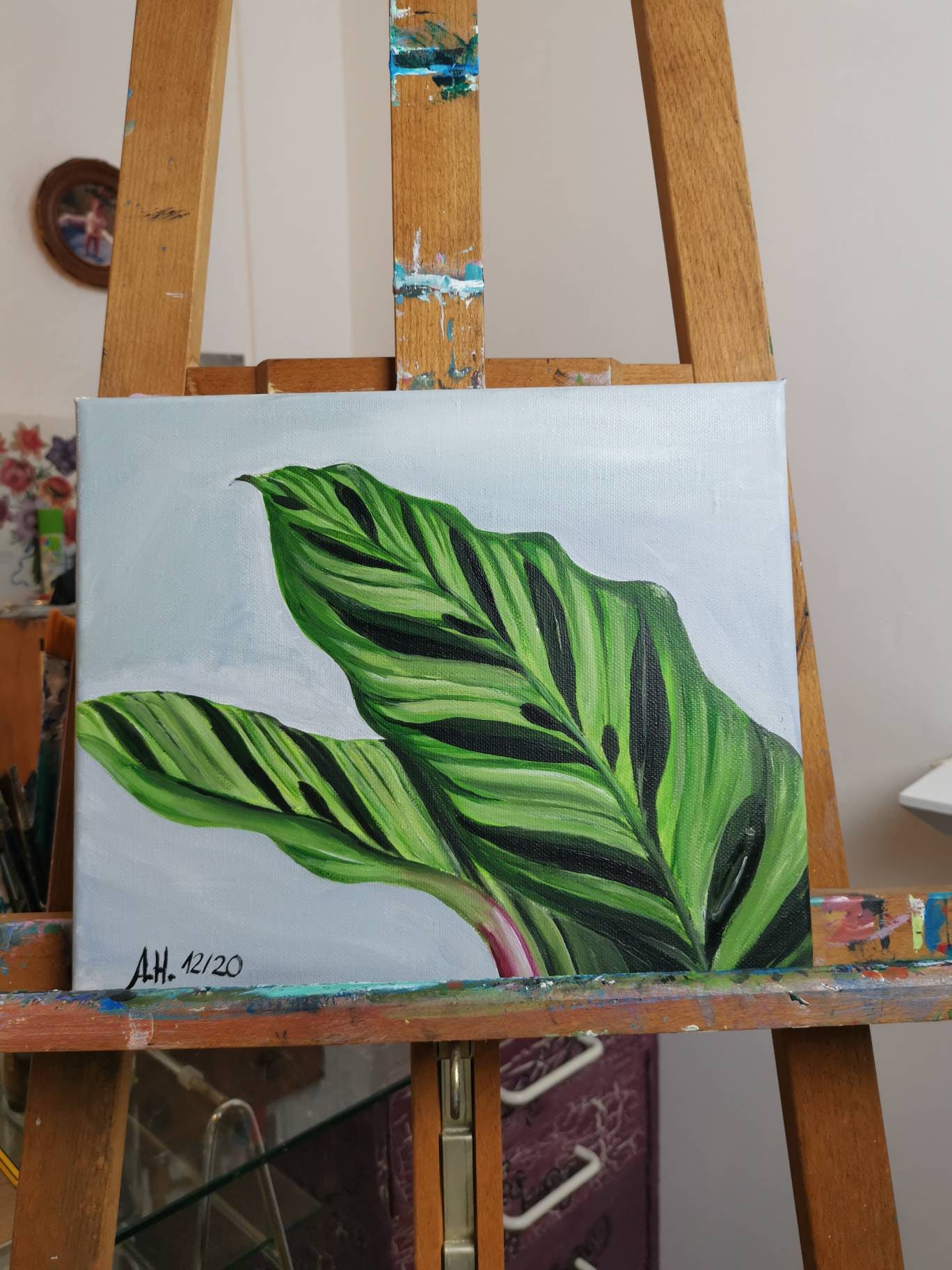 Botanical plant painting acrylic paint on canvas 30x30cm Etsy