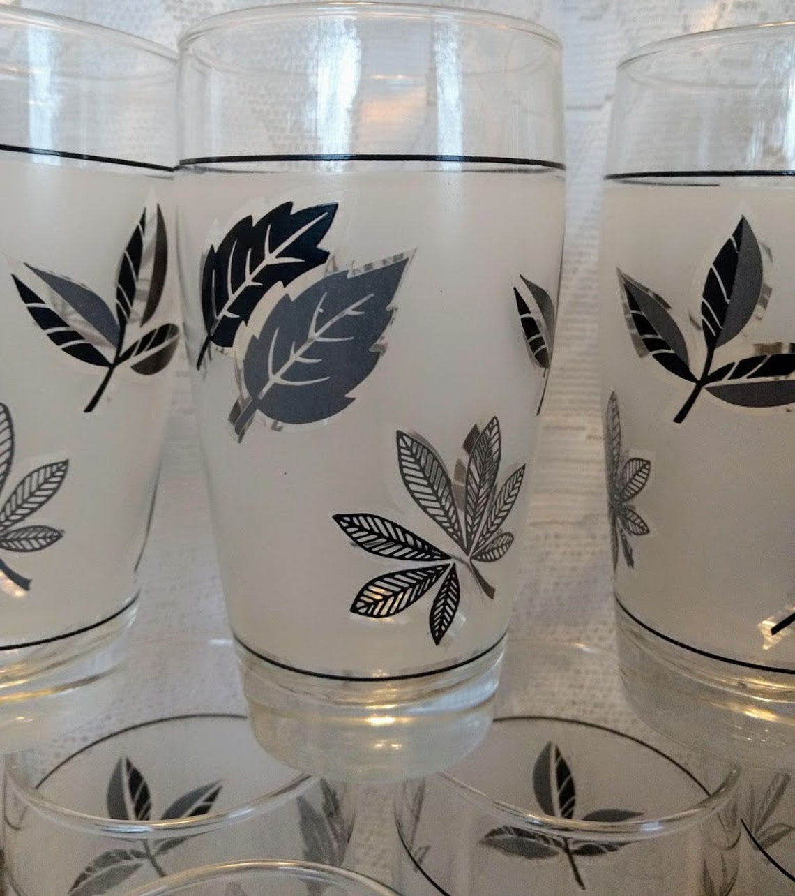 MCM Glassware, Highball Size, 12 Oz., Gray and Silver Colored, 11 Glasses Etsy