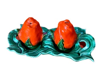 Vintage Rose Salt And Pepper Shakers With Underplate
