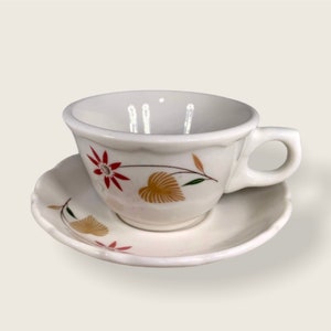 Syracuse China Restaurant Ware 1958  Pink And Yellow Flower Cup And Saucer SY438 Vintage