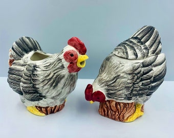 Wilton Court Chicken Hen Creamer And Sugar Set Vintage Country Decor