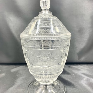 Antique EAPG Bryce Brothers Willow Oak Lidded Dish 1880’s 8 inch high