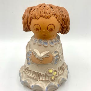 Antalfine Stentenbower Katalin  Hungarian Pottery Figurine Girl With Book Handmade 1970’s-1989