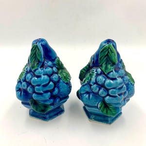 Inarco Mood Indigo Blue Fruit Themed Salt And Pepper Shakers 1960’s