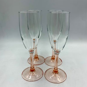 Set Of 4 Luminarc Rose Pink Champagne Flutes 7 3/8 Inches