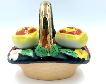 Lusterware Flower Basket Salt And Pepper Shaker 3 pièces Set Made In Japan