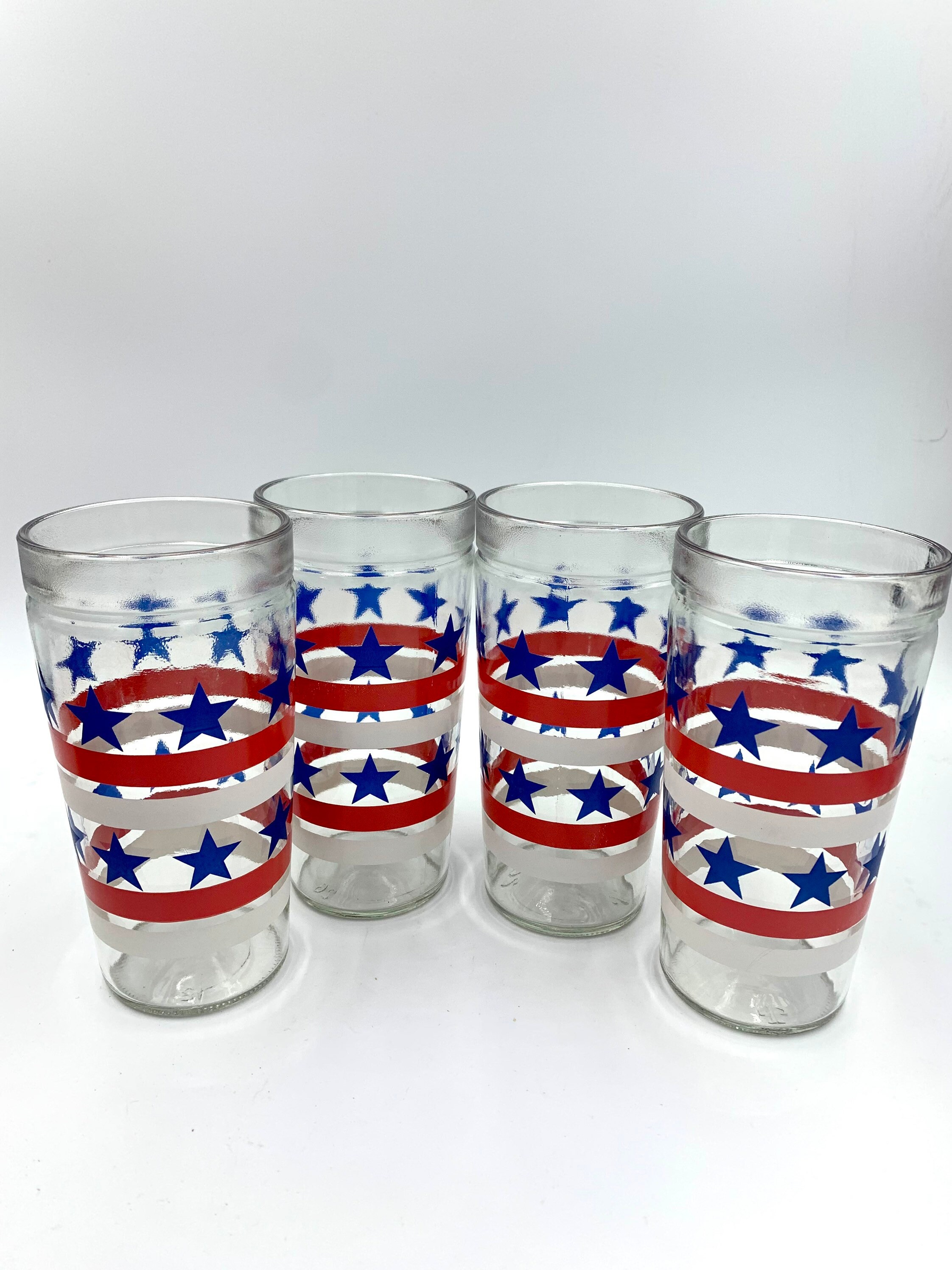 Dom udsende dække over Set of Four Vintage American Flag Jelly Jar Drinking Glasses - Etsy Israel