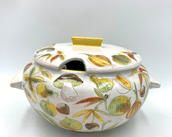 Vintage MCM Mushroom Vegetable Soup Tureen Ceramic