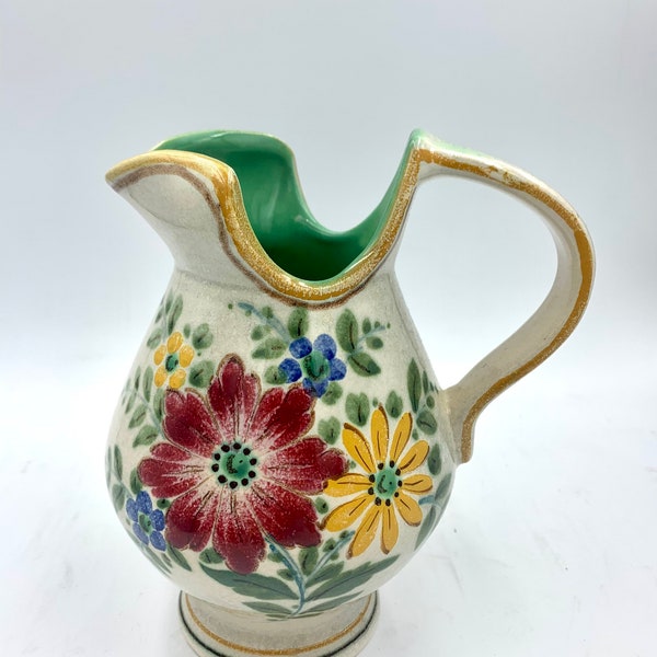 Royal Gouda Holland Art Pottery Pitcher Numbered And Signed By Artist