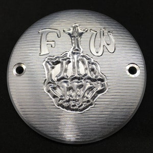 3D cnc Machined Custom Harley Point & Triumph Primary Covers Engraved FTW Finger