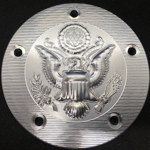 US Army 3D CNC Machined Custom Harley Point & Triumph Primary Covers Engraved