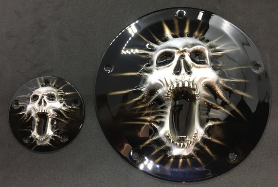Screaming Skull 3D CNC Machined Custom Harley & Sportster