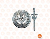 Brand New Scottish Thistle Design Kilt Pin and Fly plaid Brooch Chrome Finish