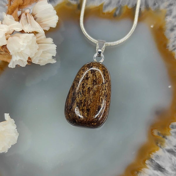 Natural Bronzite Pendant Silver 925