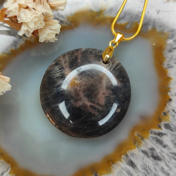 Natural Black Moonstone Pendant