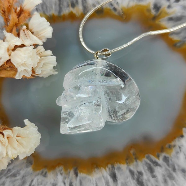 Natural Clear Quartz Skull Pendant