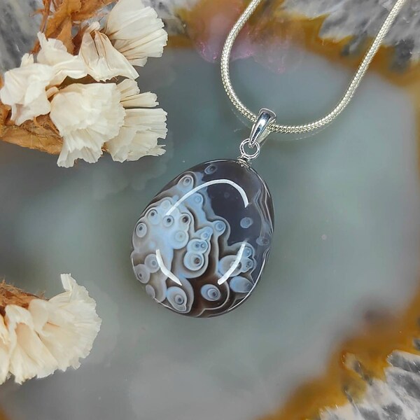 Natural Botswana Agate Pendant Silver 925