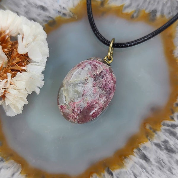 Natural Rubellite on Anhydrite Pendant