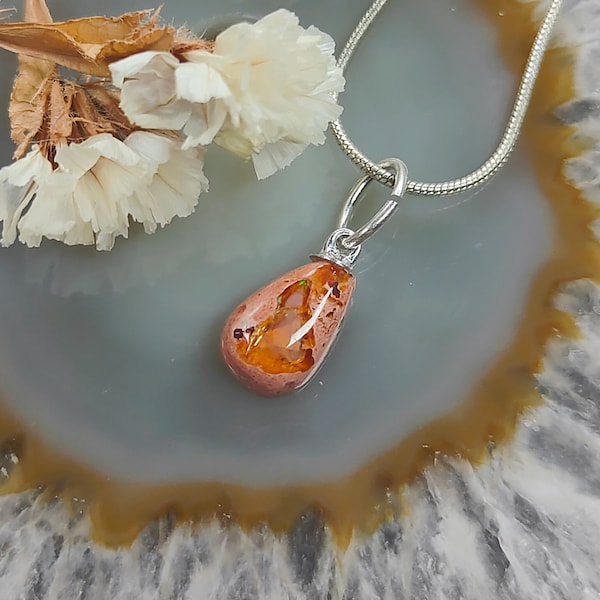 Natural Mexican Fire Opal Pendant