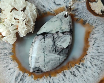 Natural Picasso Jasper,River Pearl And Amethyst Handmade 925 Sterling Silver Pendant 2 D1849 Natural Picasso Jasper,River Pearl And Amethyst Handmade 925 Sterling Silver Pendant 2 D1849