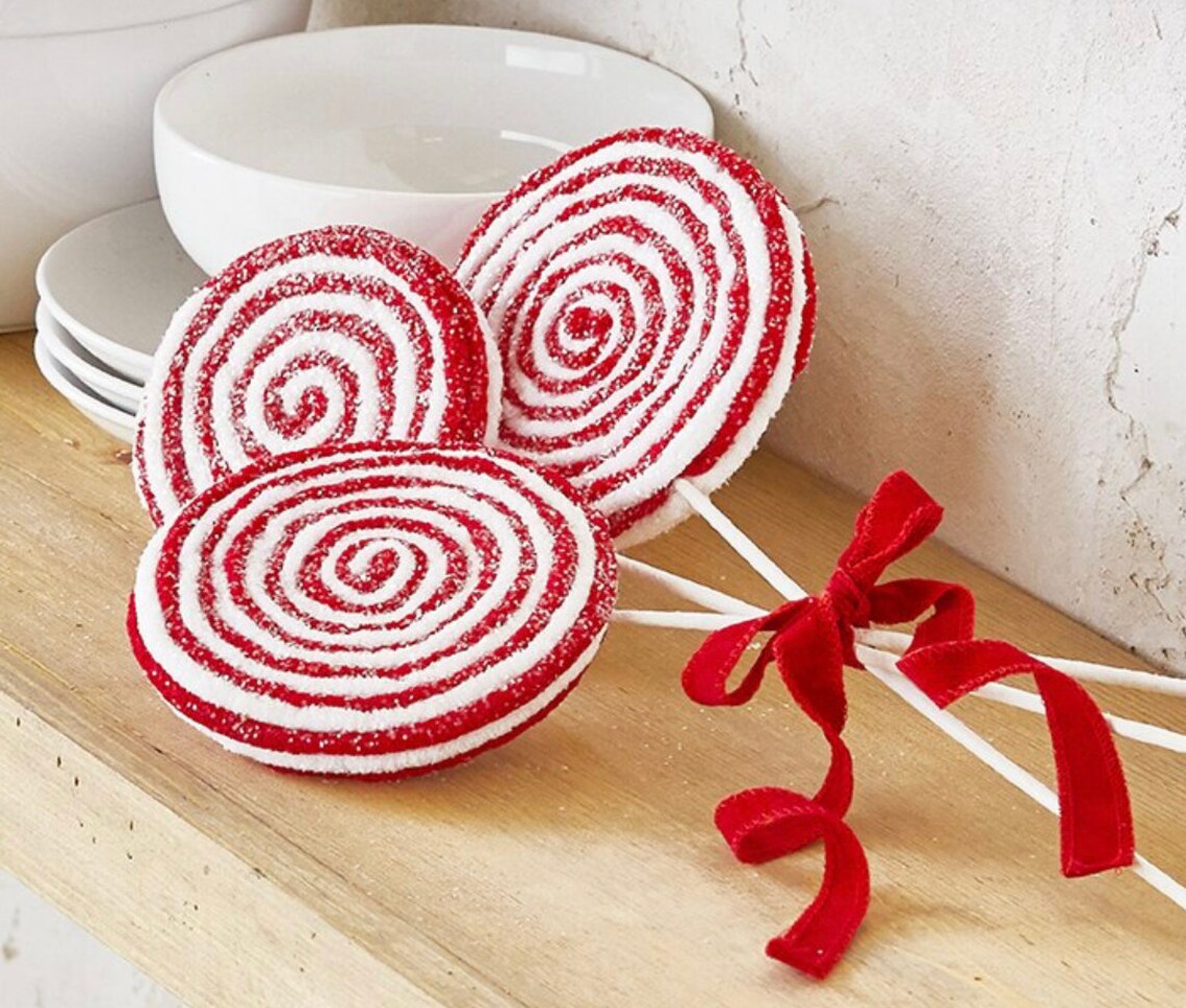 Candycane Pick Lollipop Pick Christmas Tree Pick Candy Etsy