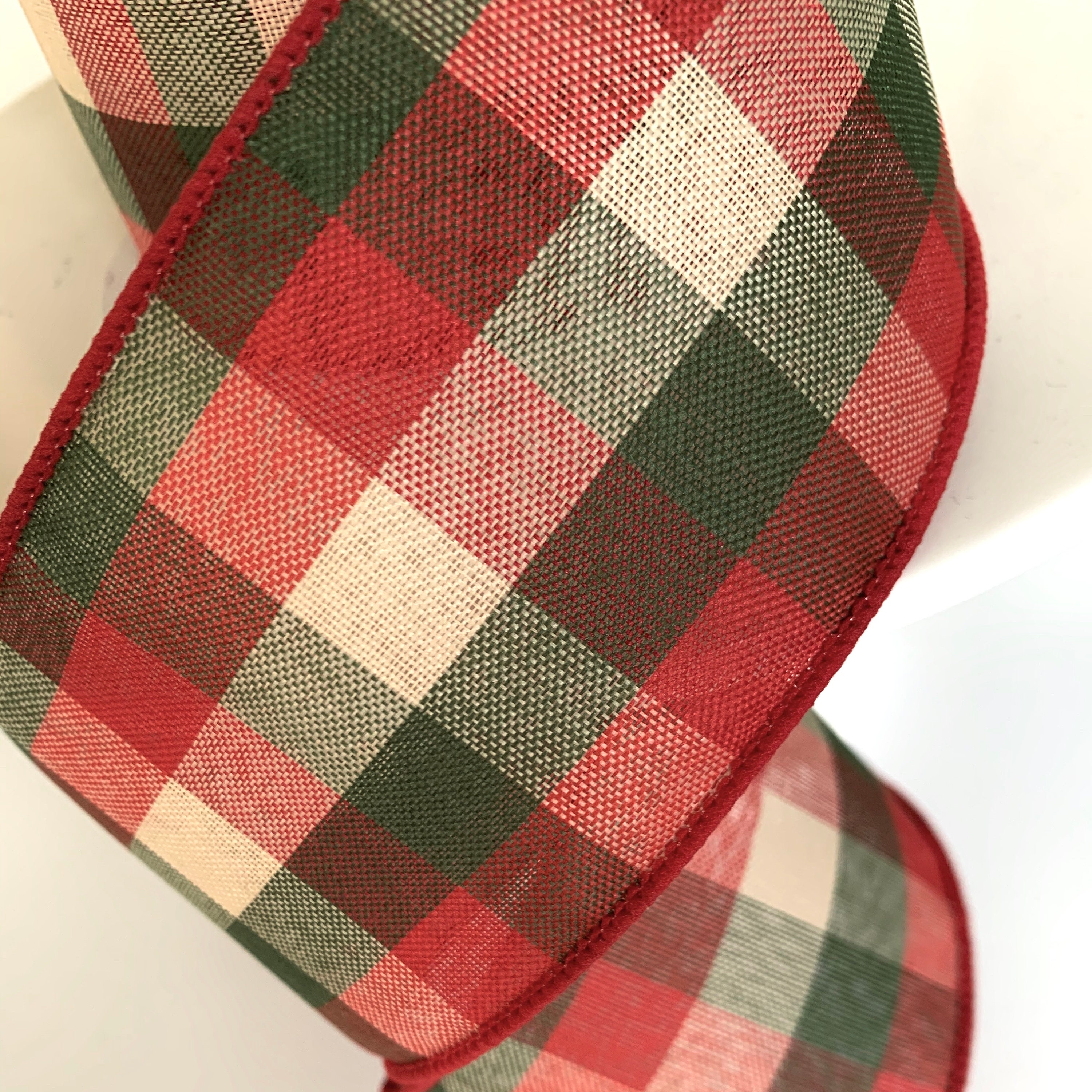 Premium Red and Green Plaid Wired Ribbon DIY Christmas Etsy