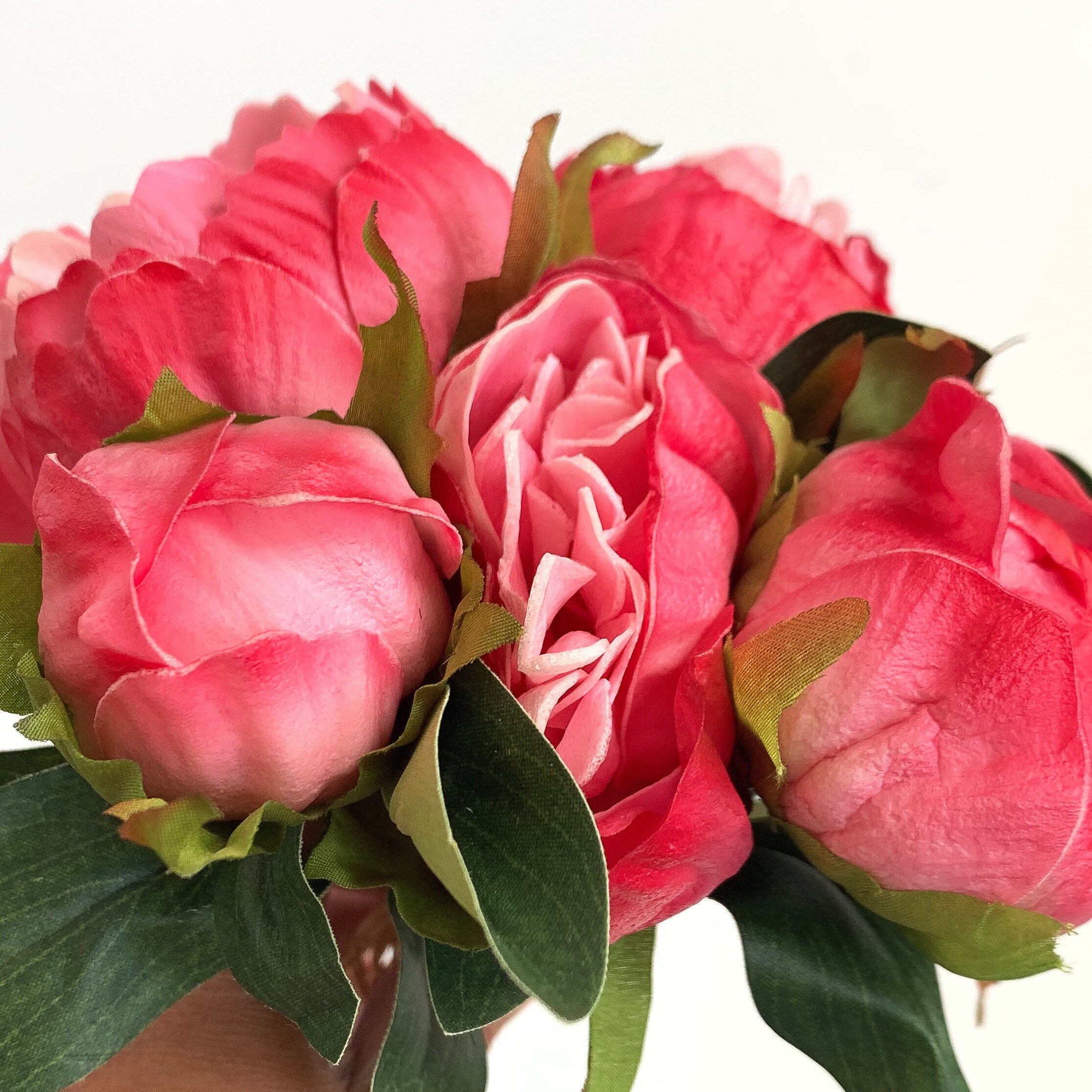 Peony Bouquet Real Touch Flowers Pink Peonies Orange Etsy