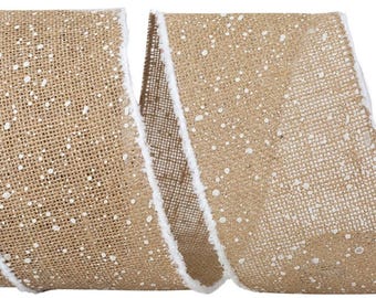 4” Jute Snow Edge Wired Ribbon - 10 Yards