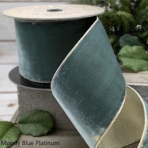 4&quot; D Stevens Moody Blue Velvet Ribbon - 10 yards