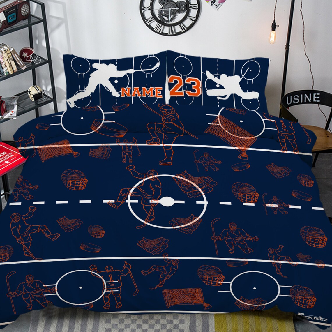 Personalized Hockey Bedding Customized Bed Hockey Kid Etsy