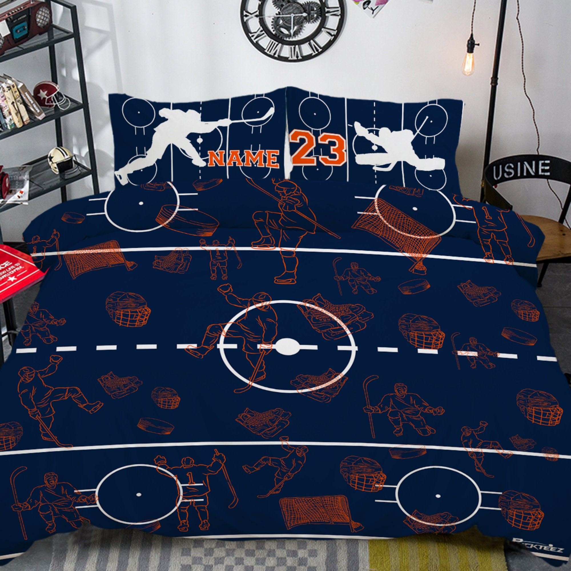 Personalized Hockey Bedding Custom Bedding Hockey Kid Etsy