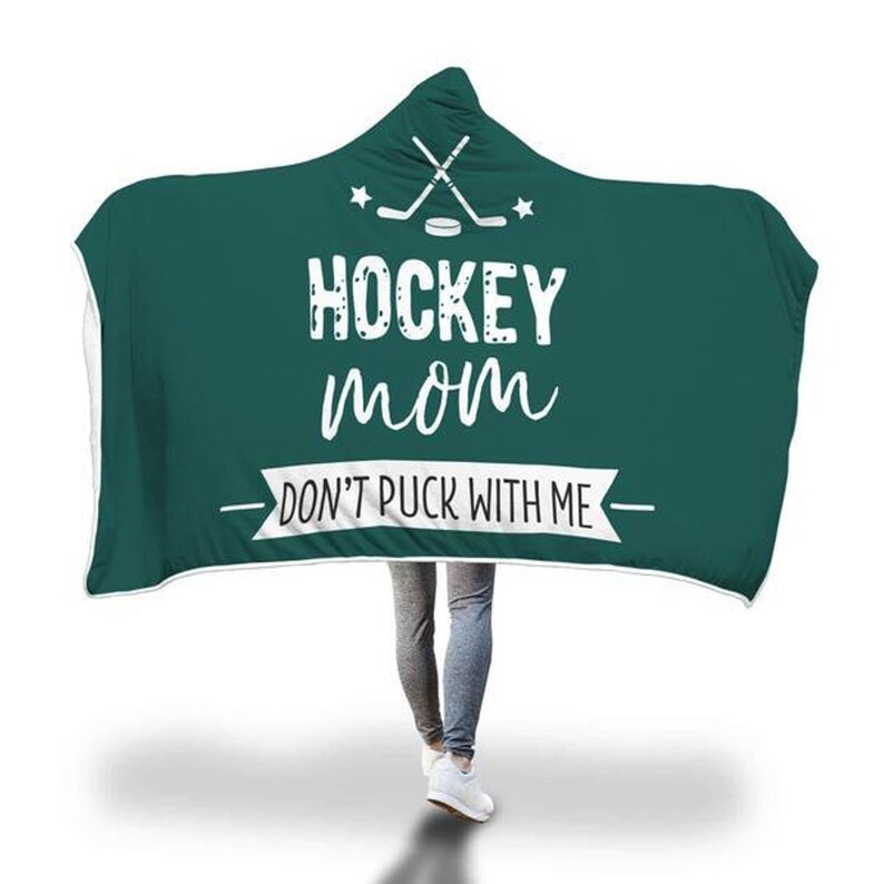 Hockey Hooded Blanket, Hockey Mom Gift, Rink Blanket, Gift for Her, Gift for Mom, Sherpa Fleece