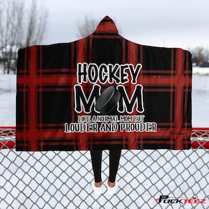 Hockey Mom Hooded Blanket, Rink Blanket, Hockey Gift, Buffalo Plaid, Oversized, Premium Sherpa, Fleece