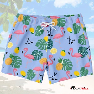 Hockey Zwembroeken, Zwemkleding, Zwemshorts voor volwassenen, Zwemshorts voor kinderen, Strandkleding, Zwembaduitrusting, Flamingo, Tropisch, Zomerplezier