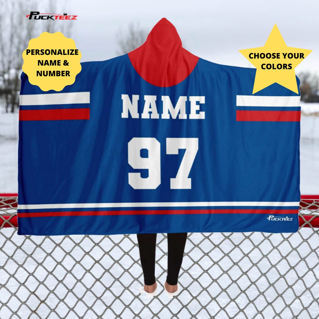 Personalized Hockey Hooded Blanket, Hockey Gift, Rink Blanket, Rink
