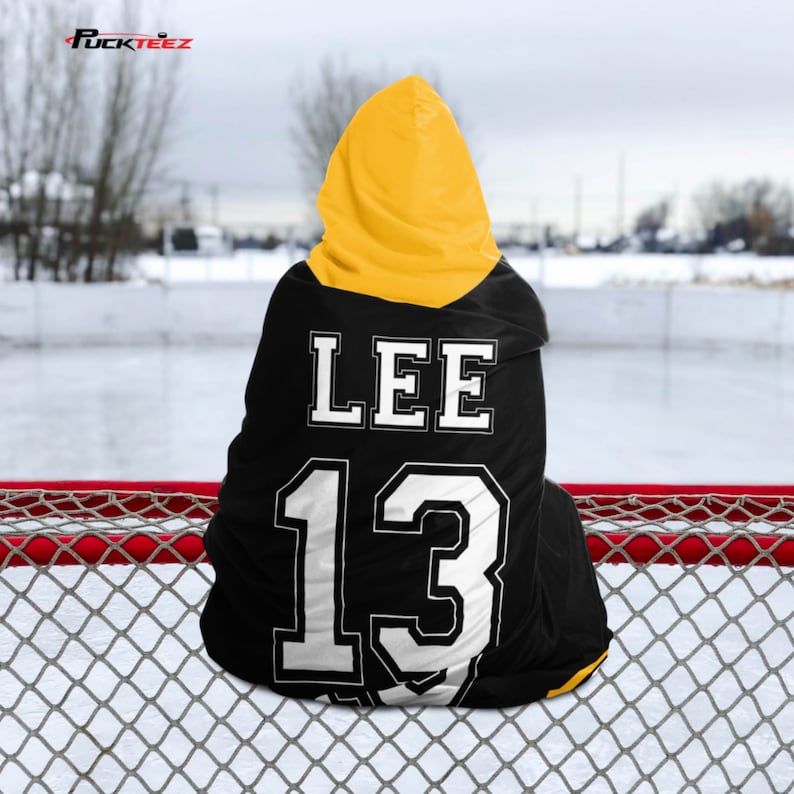 Personalized Hockey Hooded Blanket, Hockey Gift, Rink Blanket, Rink