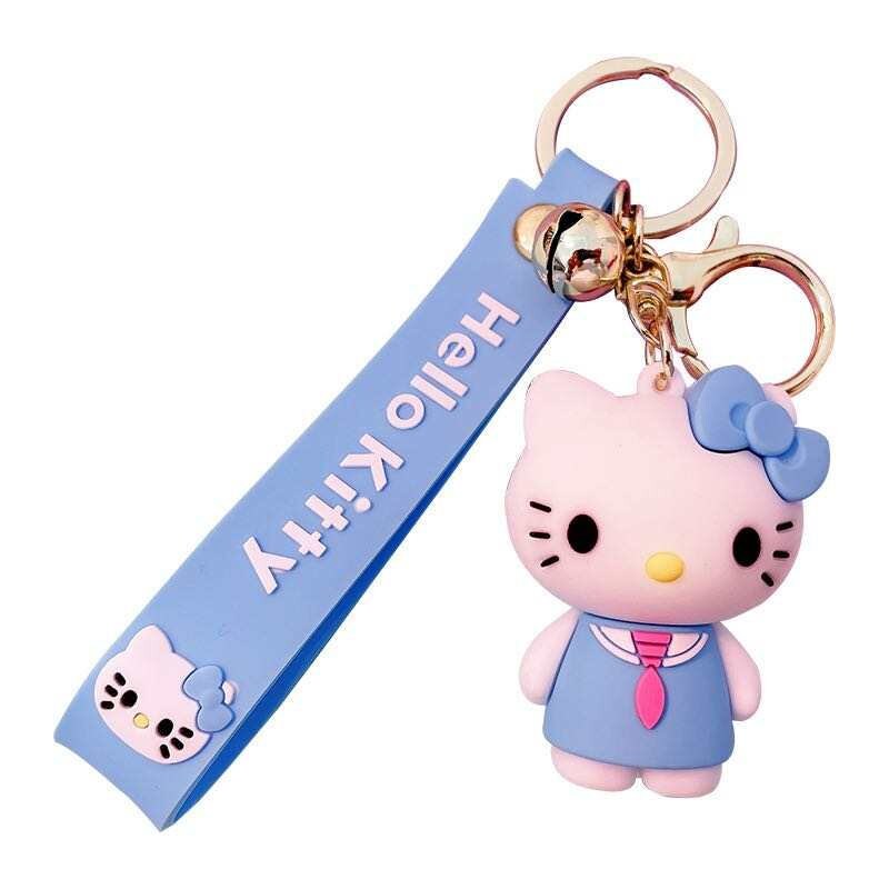 Hello Kitty Keychain With Key Chains Key Ring Holder with Bell Etsy