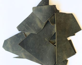 Small Crazy Horse Leather Scraps | Mix Leather Pieces 1,8 mm - 2 mm/ 4.5 oz - 5 oz | Mix Small Narrow Scraps | Leather Sheets for DIY Crafts