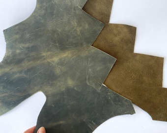 Larger Crazy Horse Leather Craps | Mix Leather Pieces 1,8mm - 2mm/4.5oz - 5oz | Mix Bigger Narrow Scraps | Leather Sheets for DIY Crafts
