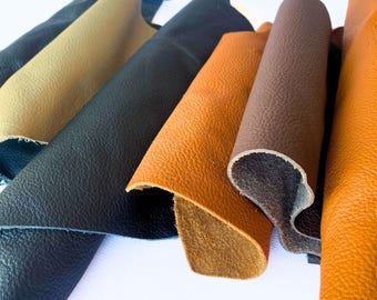 Gros déchets de maroquinerie | Morceaux de cuir mélangés de couleurs 1,4 mm - 1,8 mm/3,5 oz – 4,5 oz | Mélange de gros morceaux de cuir | Feuilles de cuir pour le bricolage