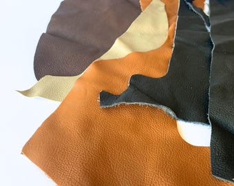 Petits déchets de maroquinerie | Morceaux de cuir mélangés de couleurs variées 1,4 mm - 1,8 mm/3,5 oz – 4,5 oz Petits restes de cuir étroits mélangés | Feuilles de cuir pour le bricolage