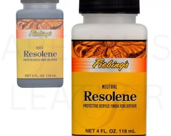 Fiebing's Acrylic Resolene 4 oz/118 ml | Fiebings Acrylic Resolene Neutral and Black | Top Finish for Leather | Leather Finishing Varnish