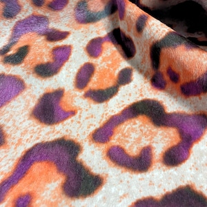 Orange Leopard Print Pony Calfskin Hair On Leather Hides | Genuine Animal Print Ponyskin Leather | Cavalino Calfskin For Crafts | Gift | DIY
