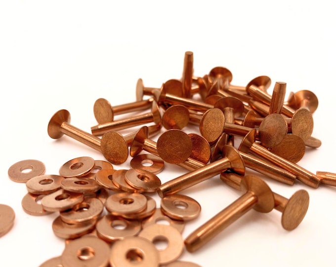 Copper Rivets Forced Rivet Raw Copper Solid Flat Round Head Rivet ...