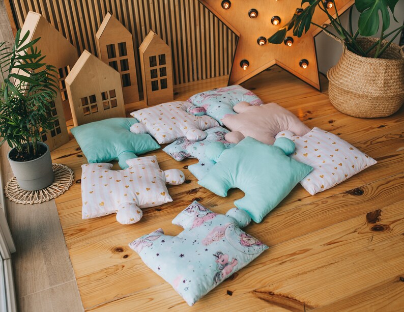Puzzle Baby Play Mat With Unicorn Etsy